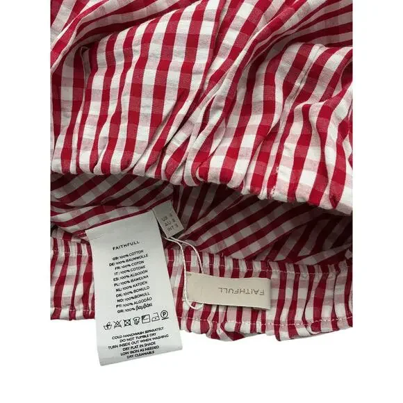 Faithfull 'Solinas' Red Cotton Gingham Midi Skirt Size 4
